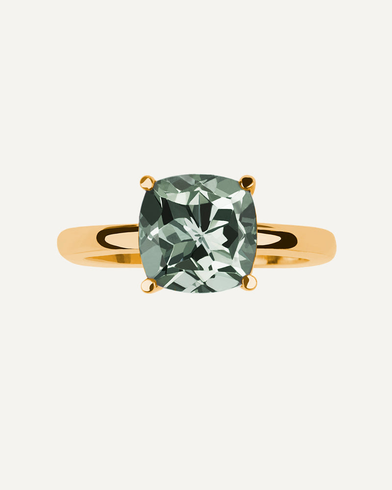 Anillo Luxe en plata de ley con amatista verde.