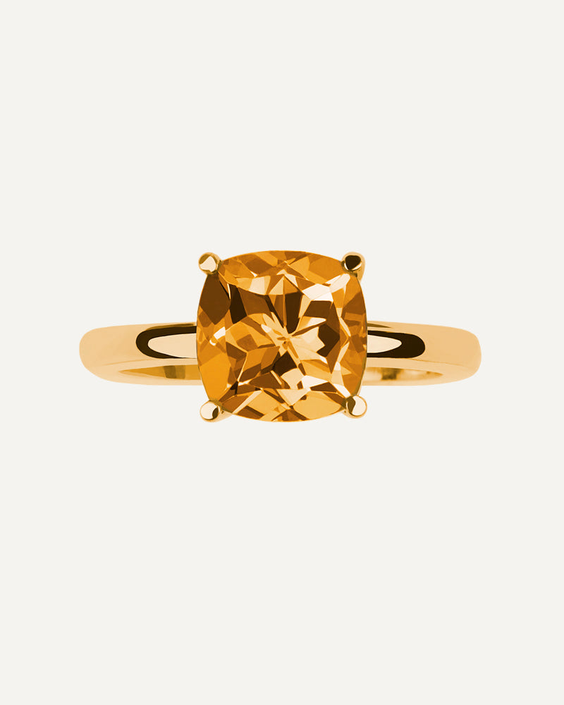 Anillo Luxe en plata de ley con cuarzo citrino.