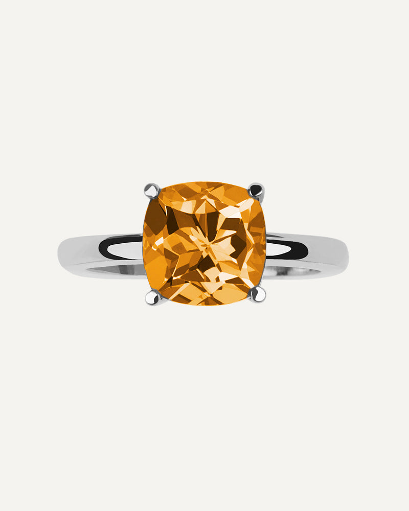 Anillo Luxe en plata de ley con cuarzo citrino.