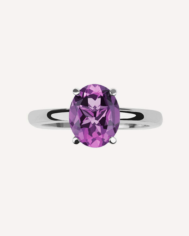 Anillo Luxe en plata de ley con amatista.