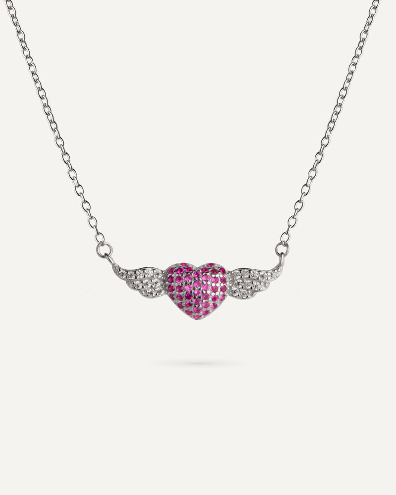 Collar corazón con alas