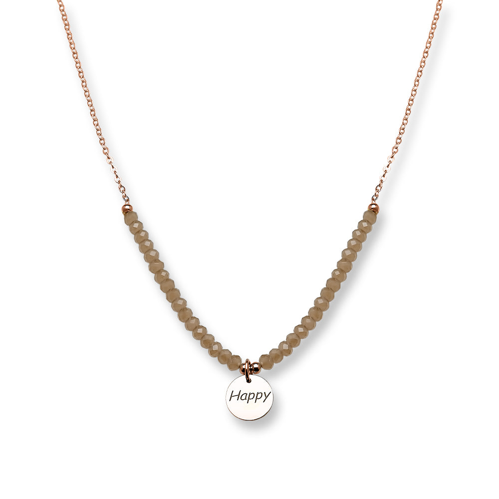 Collar Plata Happy Con Baño De Oro Rosa