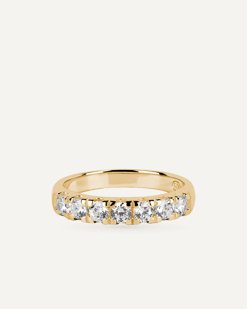 Media alianza BRILLIANT CUT en plata de ley con baño de oro 24kt y circonitas Excellence star cut.