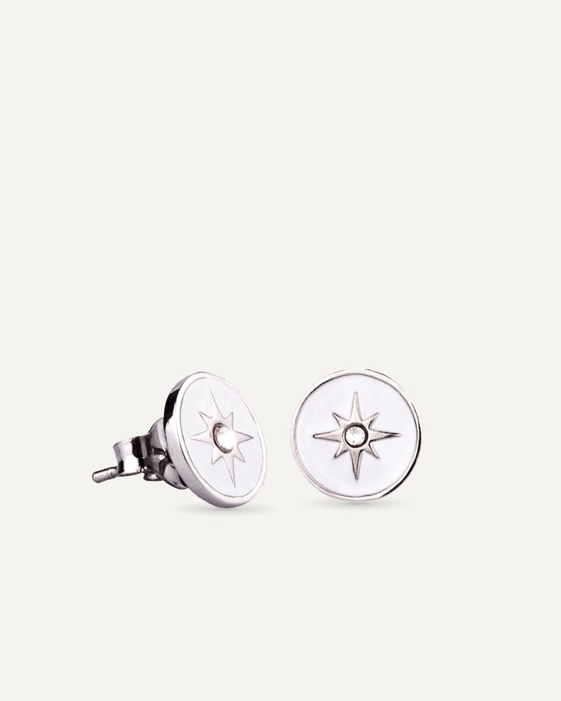 Pendientes Rosa De Los Vientos Blanco - Mediterráneo