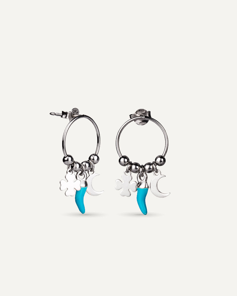 Pendientes Plata Cuernos De La Suerte