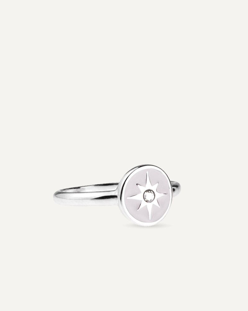Anillo Rosa De Los Vientos Blanco - Mediterráneo