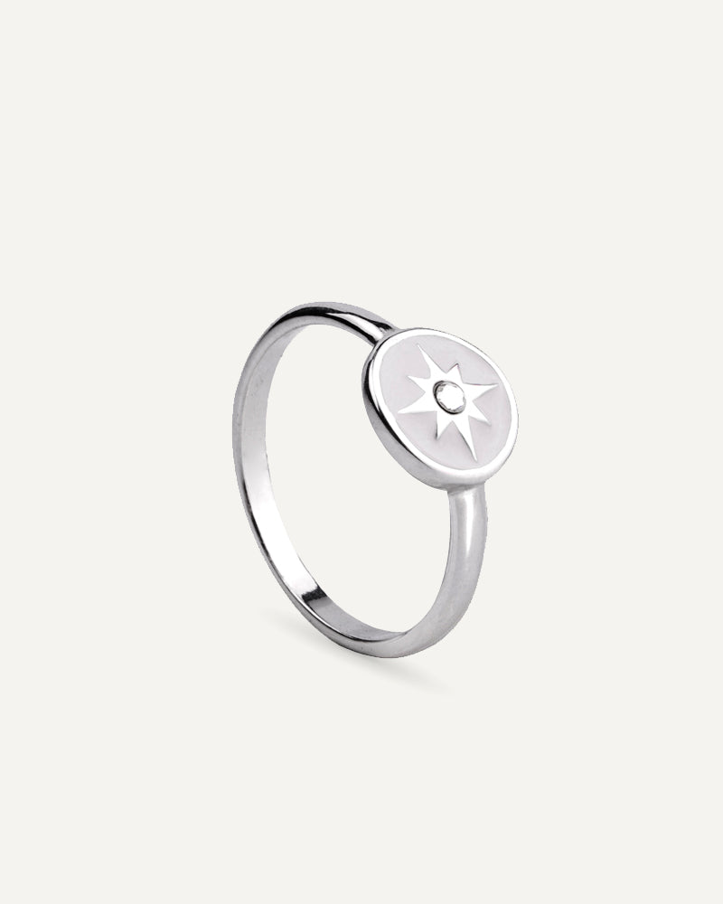 Anillo Rosa De Los Vientos Blanco - Mediterráneo