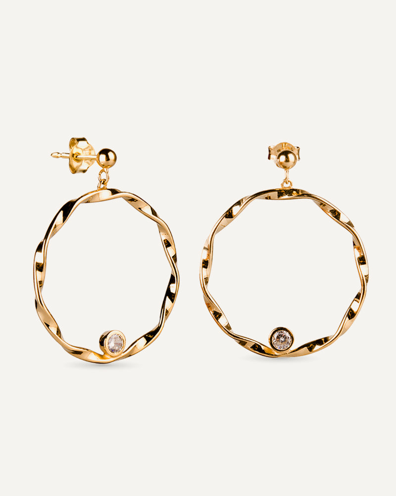 Pendientes Plata Aro Trenzado Con Baño De Oro Amarillo