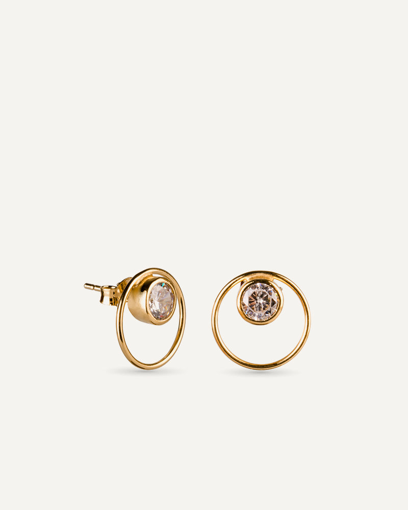 Pendientes Plata Aro Con Baño De Oro Amarillo