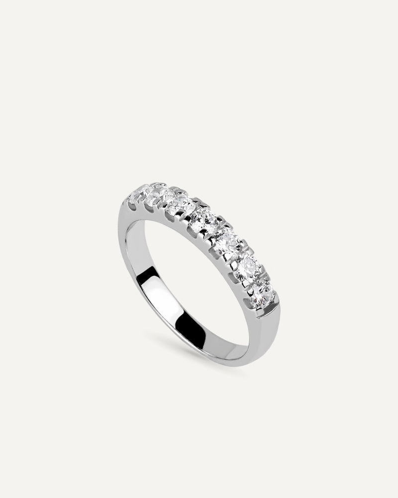 Media alianza BRILLIANT CUT en plata de ley con baño de oro 24kt y circonitas Excellence star cut.