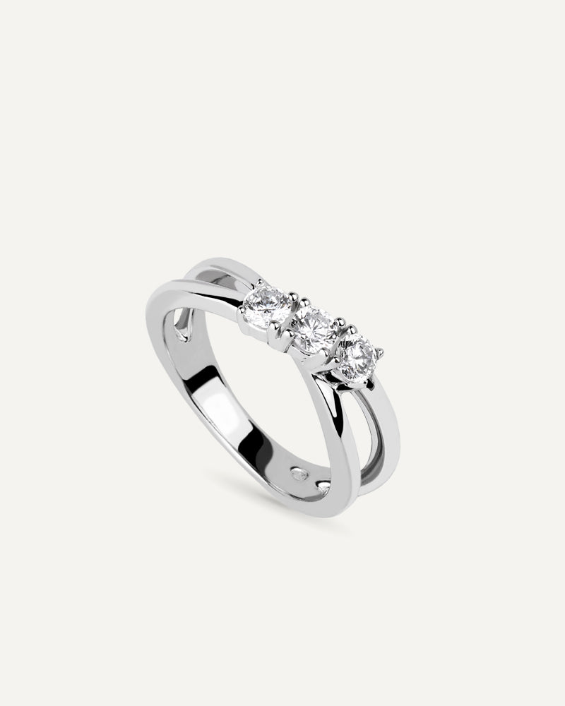 Anillo BRILLIANT CUT en plata de ley y circonitas Excellence star cut.