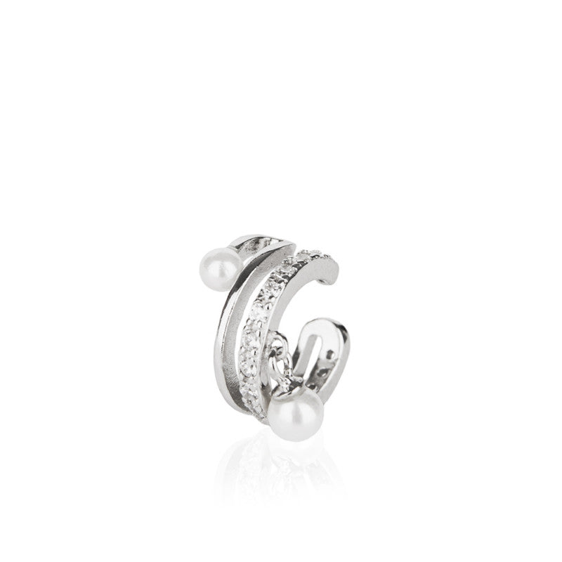 PENDIENTE AIRCUFF CON PERLAS Y CIRCONITAS - ELEGANCE