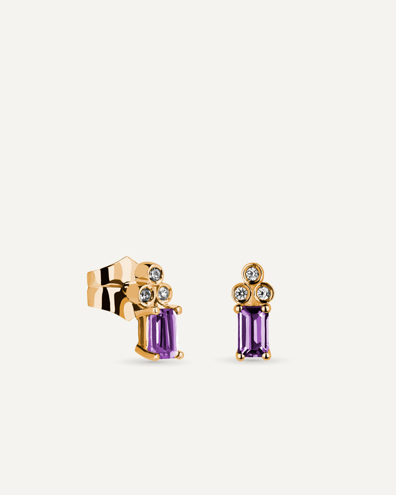 PENDIENTES AMATISTA TALLA OCTOGONAL