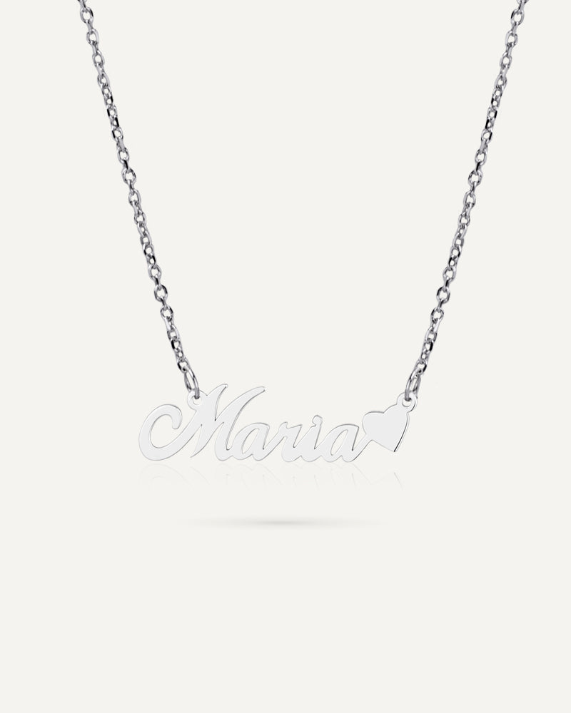 Collar personalizado con nombre y motivo en plata de ley.