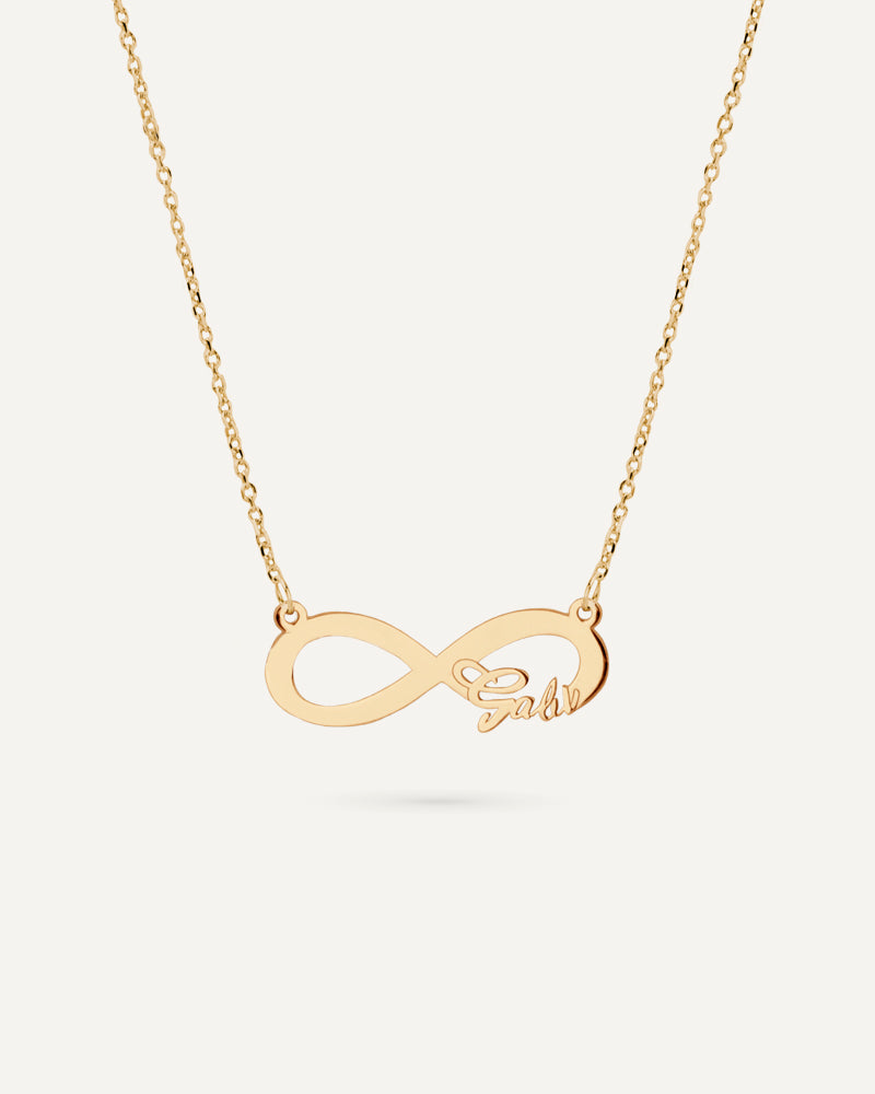 Collar infinito personalizado con 1 nombre en plata de ley