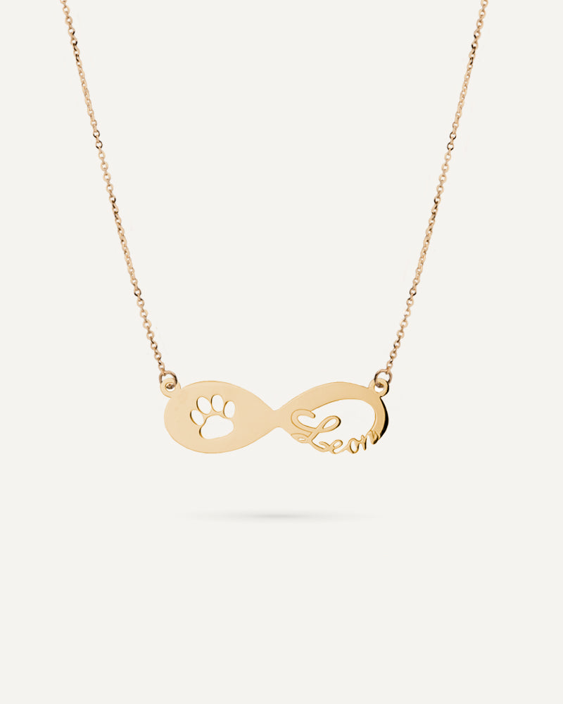 Collar infinito con huella de mascota en oro de 18kt.