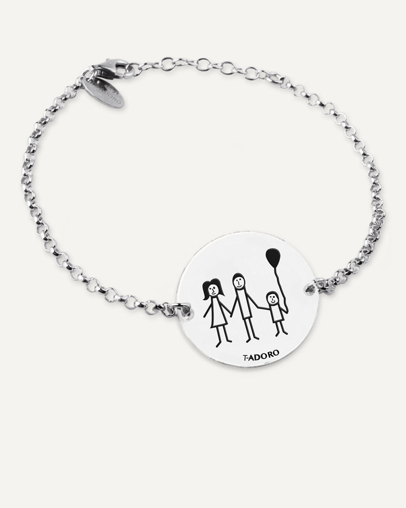 Pulsera personalizada con el dibujo de tu hijo en plata de ley.