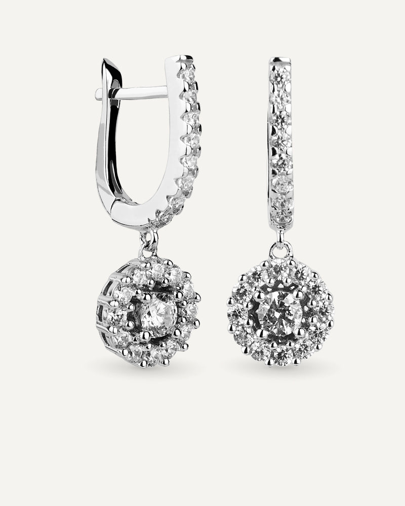 Pendientes BRILLIANT CUT en plata de ley y circonitas Excellence star cut.