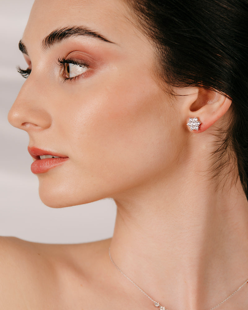 Pendientes BRILLIANT CUT en plata de ley y circonitas Excellence star cut