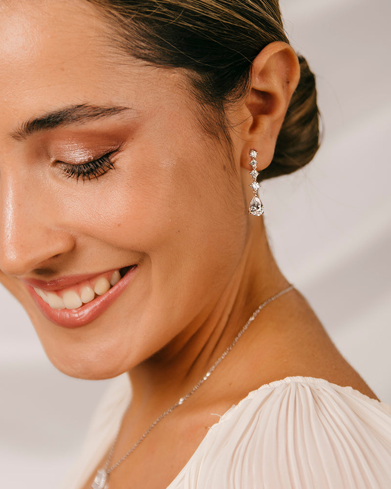 Pendientes BRILLIANT CUT en plata de ley y circonitas Excellence star cut.