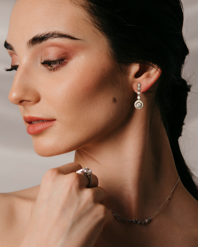 Pendientes BRILLIANT CUT en plata de ley y circonitas Excellence star cut.