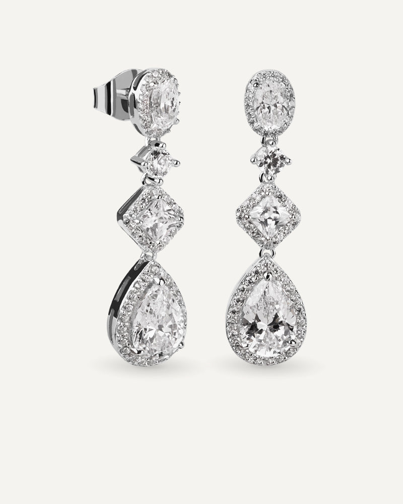 Pendientes BRILLIANT CUT en plata de ley y circonitas Excellence star cut.