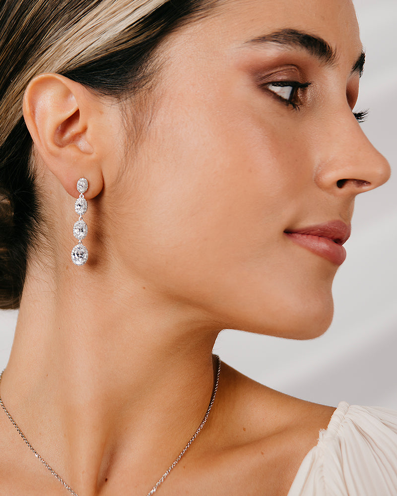 Pendientes BRILLIANT CUT en plata de ley y circonitas Excellence star cut.