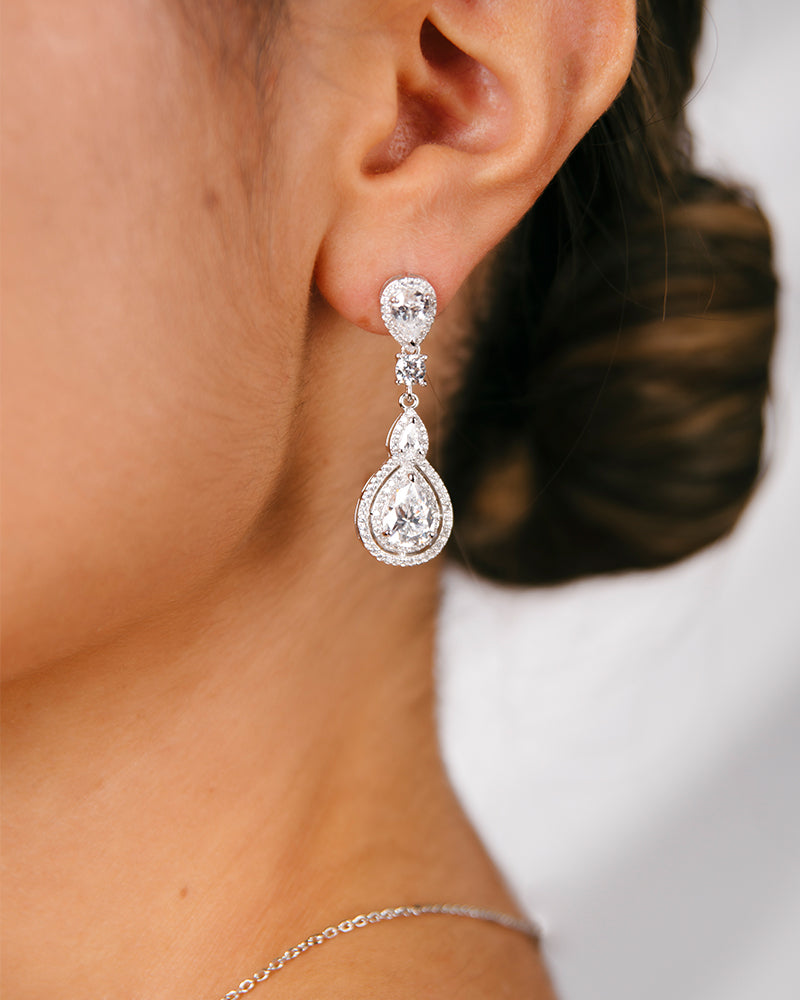 Pendientes BRILLIANT CUT en plata de ley y circonitas Excellence star cut.