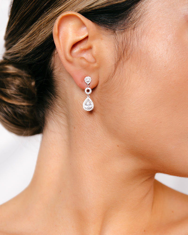 Pendientes BRILLIANT CUT en plata de ley y circonitas Excellence star cut.