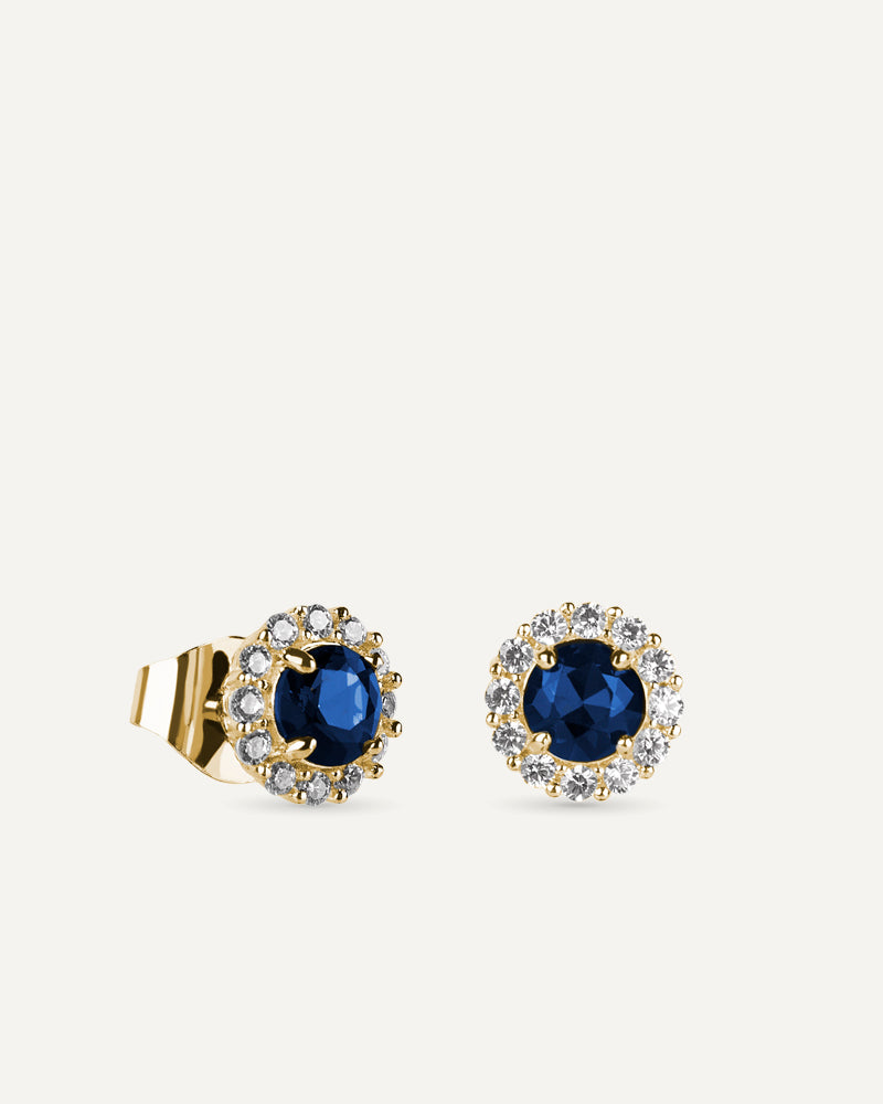 Pendientes BRILLIANT CUT en plata de ley y circonitas Excellence star cut en color azul