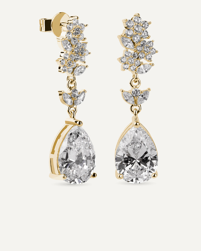 Pendientes BRILLIANT CUT en plata de ley y circonitas Excellence star cut.