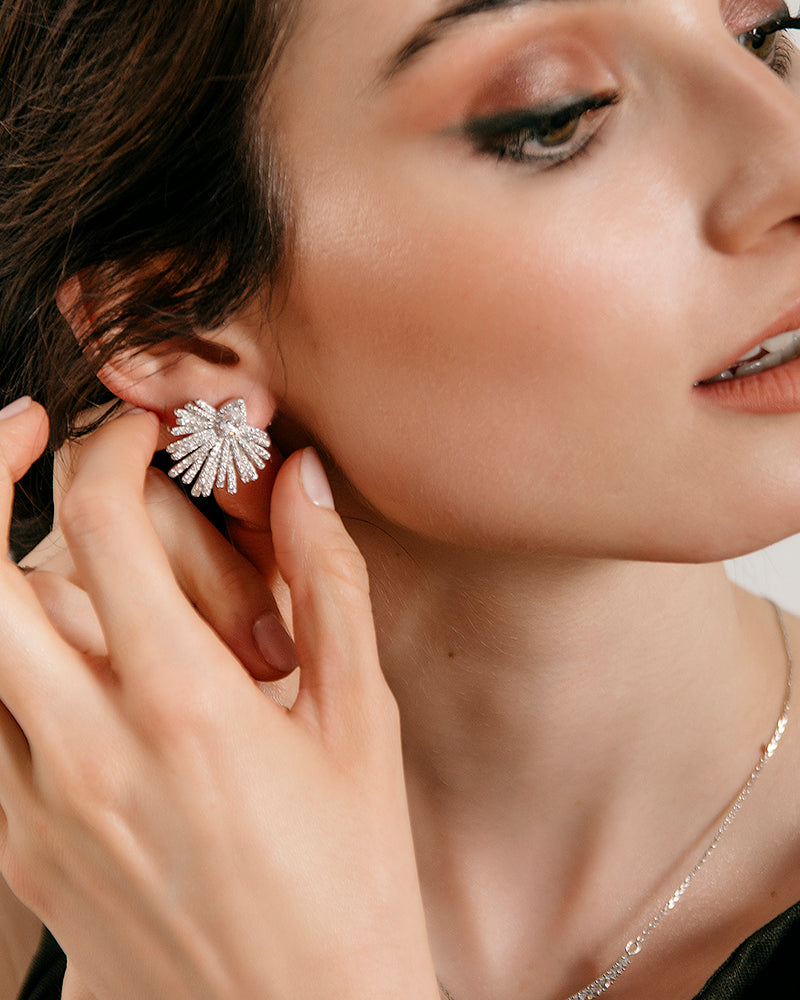 Pendientes BRILLIANT CUT en plata de ley y circonitas Excellence star cut.