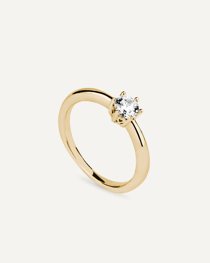 Solitario garra Brilliant Cut con circonita talla diamante redonda excellence star cut en plata de ley