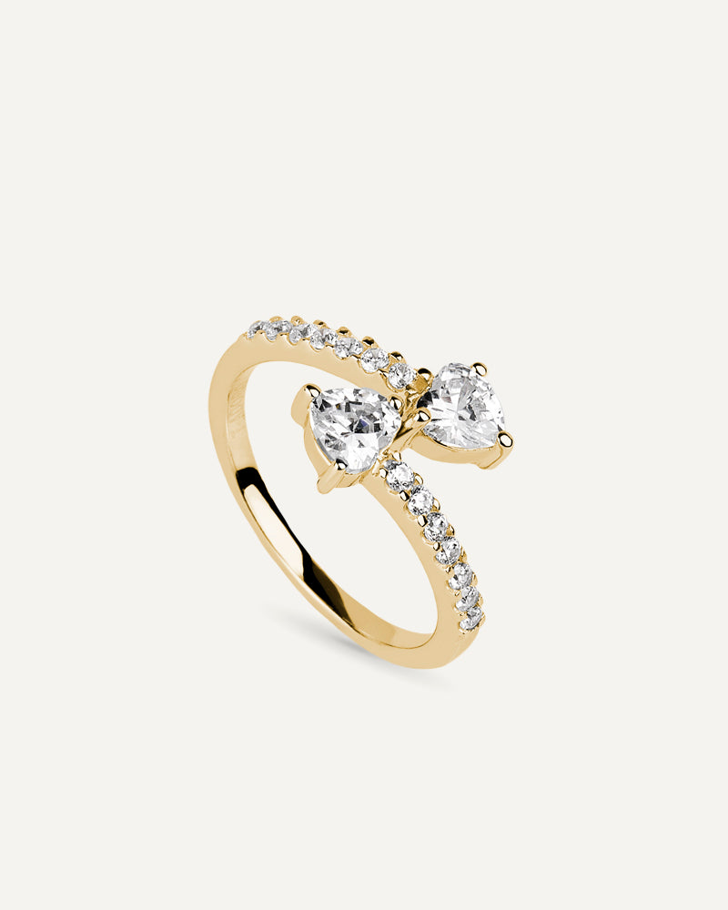 Anillo BRILLIANT CUT "Tu y Yo" en plata de ley y circonitas corazón Excellence star cut.