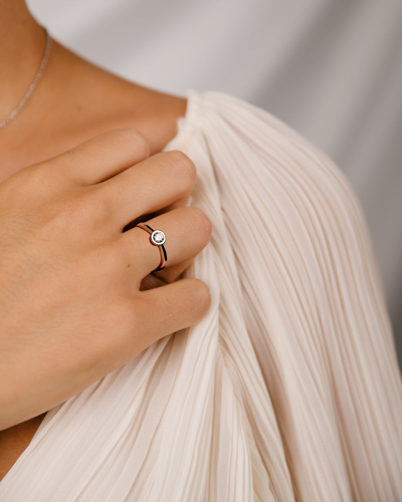 Solitario chatón con excellence star cut de 5mm