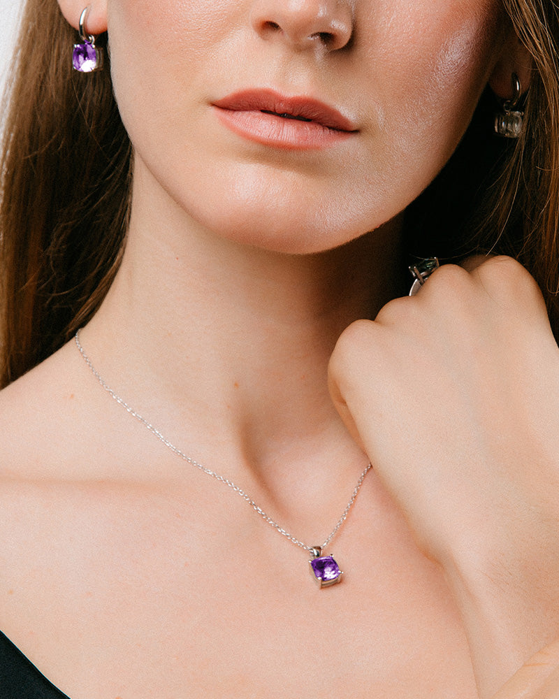 Collar Luxe en plata de ley con amatista