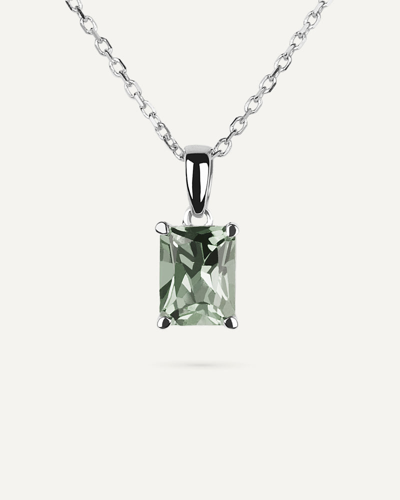 Collar Luxe en plata de ley con amatista verde en talla octogonal.