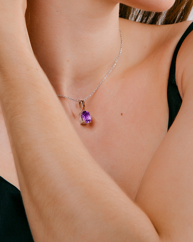 COLLAR OVAL AMATISTA MORADA