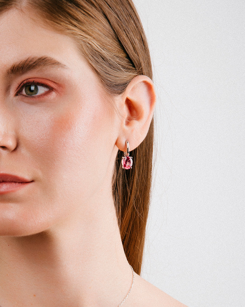 PENDIENTES OVAL ROSA