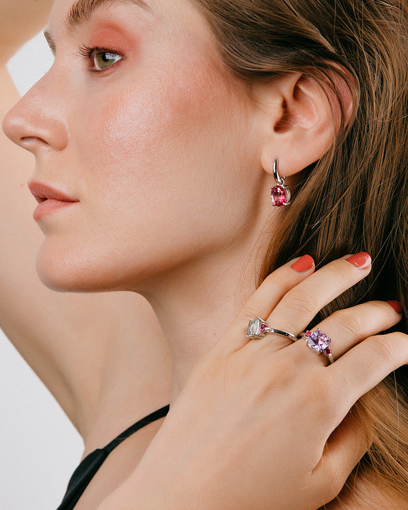PENDIENTES OVAL ROSA