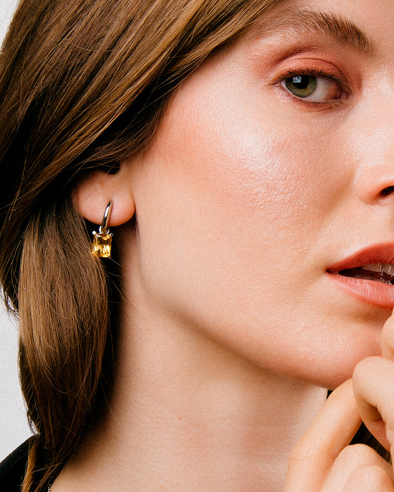 PENDIENTES OCTOGONAL CITRINO