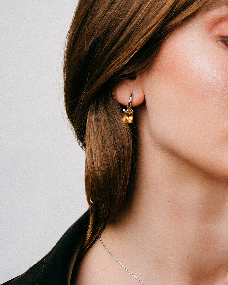 PENDIENTES OCTOGONAL CITRINO