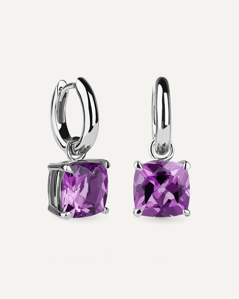 PENDIENTES CUSHION AMATISTA MORADA