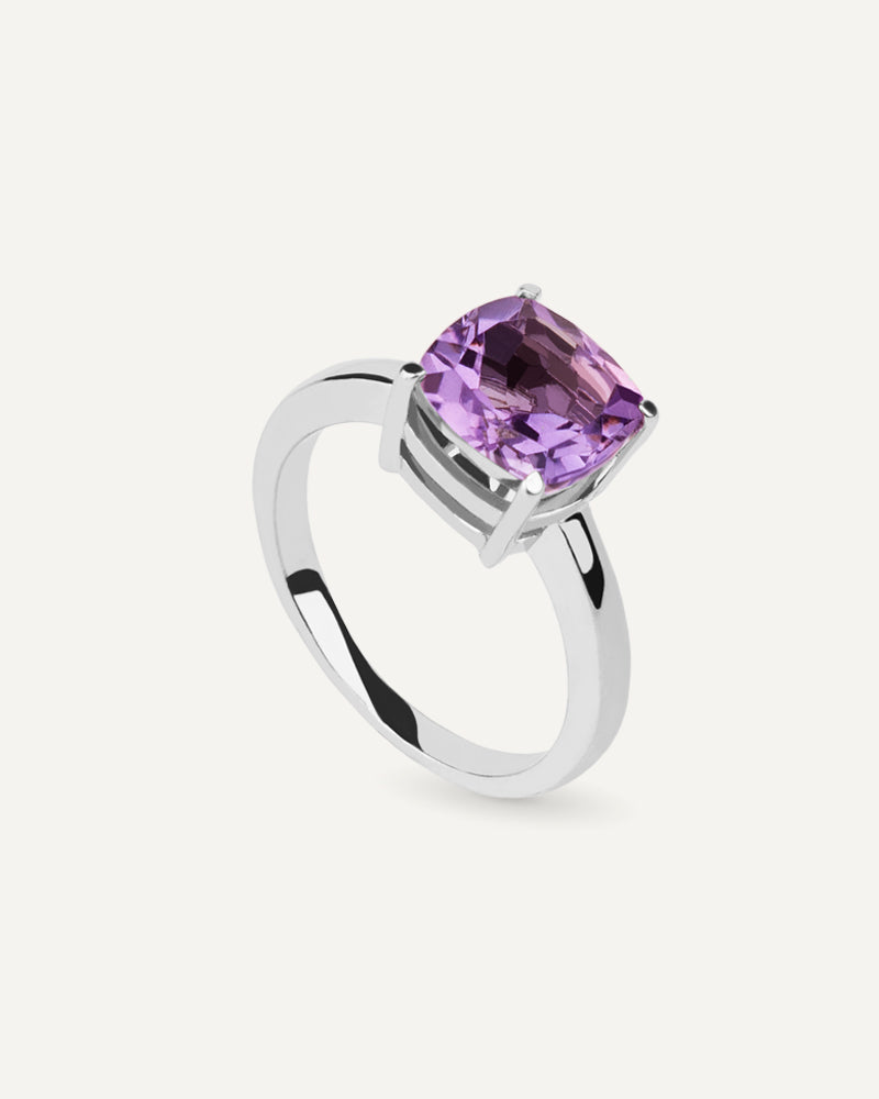 ANILLO CUSHION AMATISTA MORADA