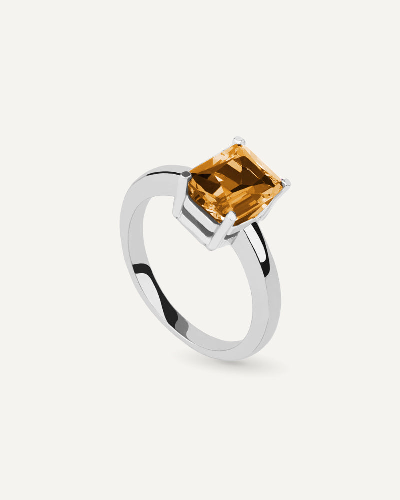 ANILLO OCTOGONAL CITRINO