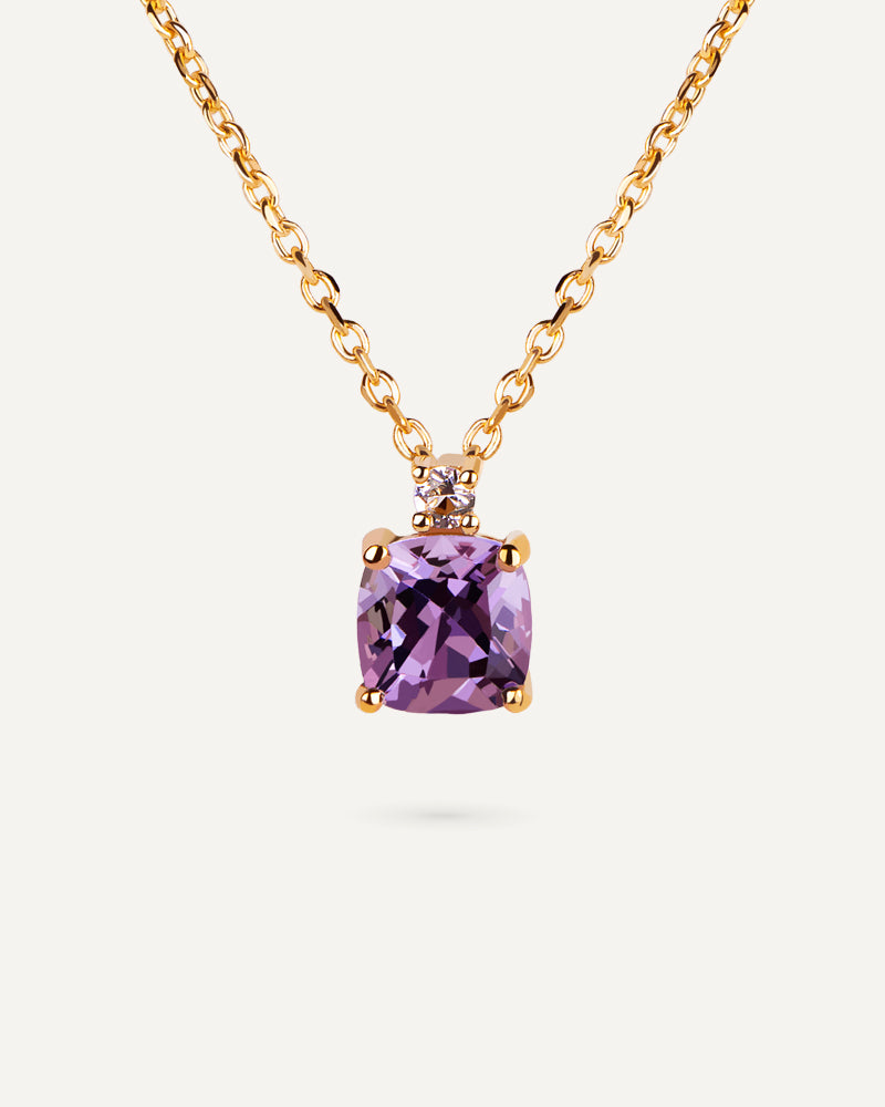 COLLAR CUARZO AMATISTA MORADA Y TOPACIO BLANCO