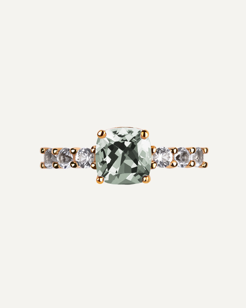 ANILLO CUARZO AMATISTA VERDE Y TOPACIOS BLANCOS