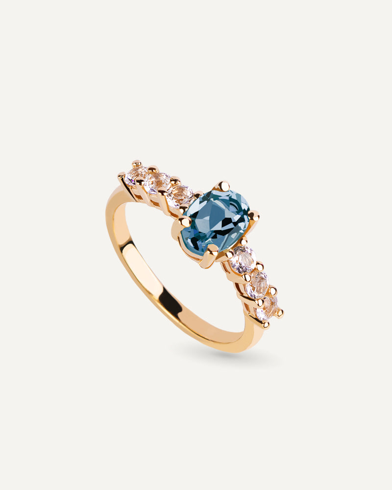 ANILLO TOPACIO LONDON BLUE Y TOPACIOS BLANCOS