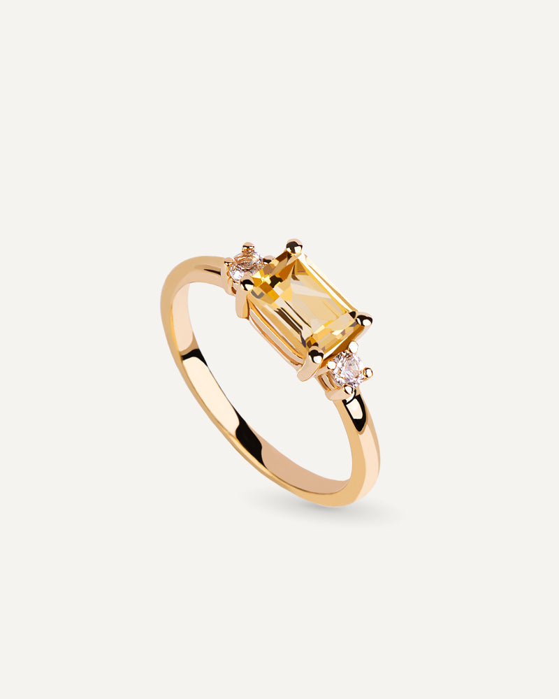 ANILLO CUARZO CITRINO Y TOPACIOS BLANCOS