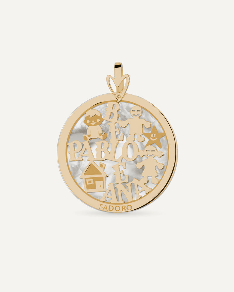 COLGANTE PERSONALIZADO DE 30MM EN ORO Y NÁCAR